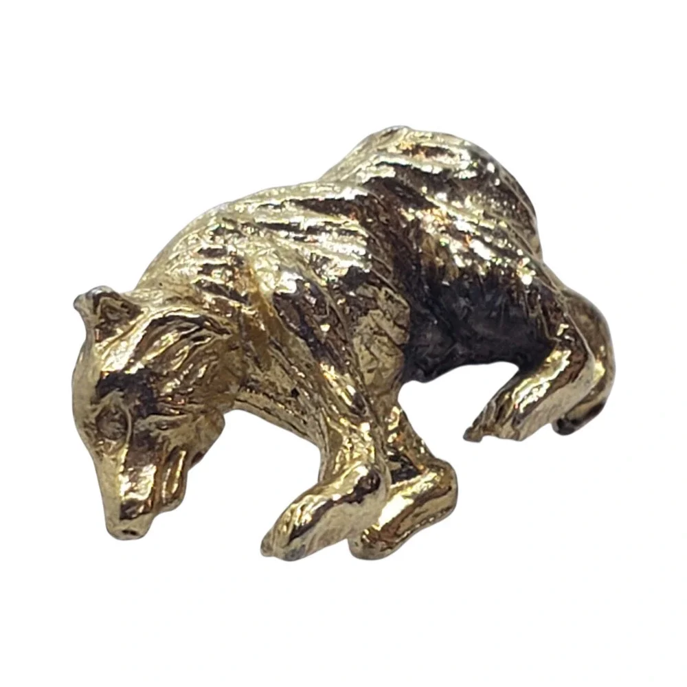 Vintage Gold Plated Bear Lapel Pin Brooch Animal Wildlife Camping Hiking